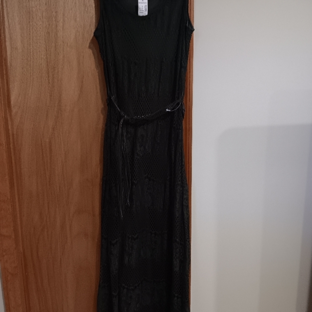Dress Barn Elegant Black Lace Sleeveless Maxi Dress